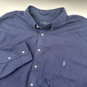 Ralph Lauren Men's 3XB Plaid UNC Colors Long Sleeve Button-Up Preppy Pony Logo